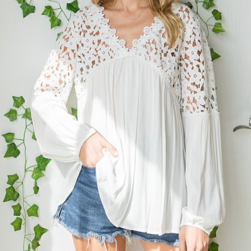 Floral  Crochet Bohemian Blouse 